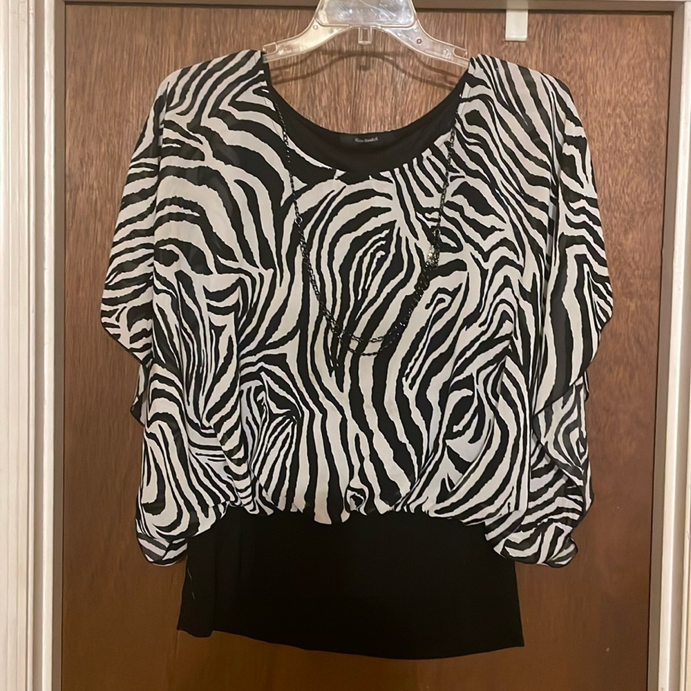 Color Swatch black and white blouse​​